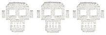 Three skull icons in a row